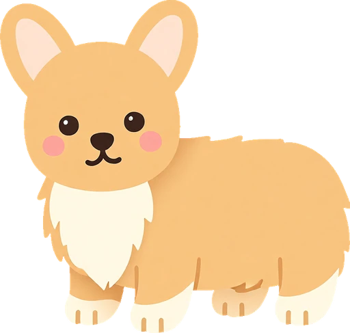 威尔士柯基朋友豆腐的插画卡片
